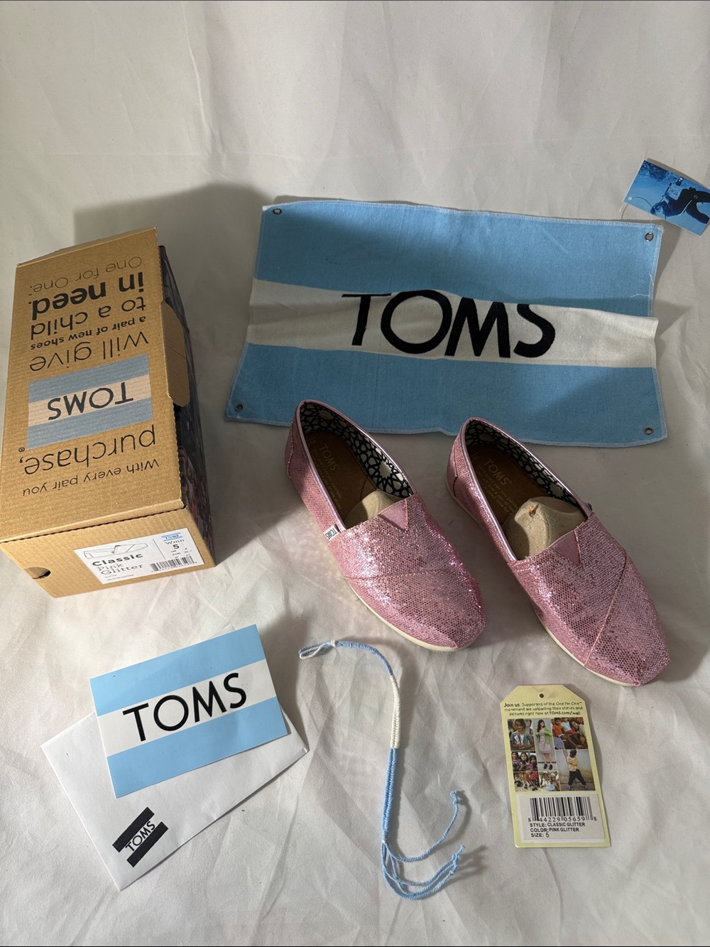 Toms Pink Glitter Classic Slip-On Flats